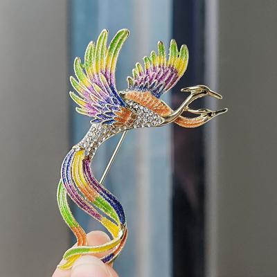 Retro Enamel Brooch Color Phoenix Light Luxury Corsage Women'S Pin Suit Jacket High-End Accessories