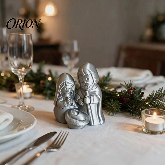 Bookshelf Christmas Figurines 3D Printed Nativity Figurine, Cute Holy Family Statue, Religious Scene Ornaments Holiday Desktop for Windowsills