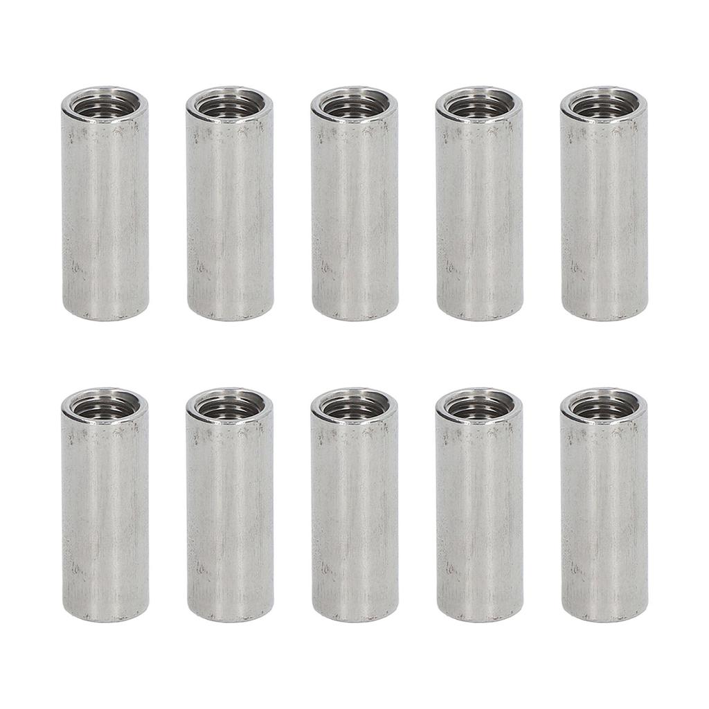 10 STÜCKE Runde Verbindungsmuttern 304 Edelstahl Innengewinde Zylindrisches Verbindungsmuttern-Set