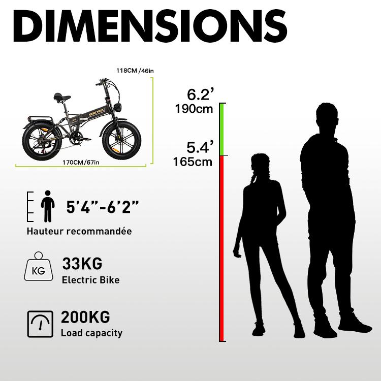 BURCHDA R7Pro Elektrofahrrad 20" Fat Tire E-Bike 48V/16Ah Akku 7 Gang E-Mountain Schnee Fahrrad Erwachsene Urban City Klapprad