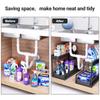 Under Sink Organizer 2-Tier L-Shape Sliding Under Sink Organizers and Storage, Pull Out Under Sink Counter Storage Organizer