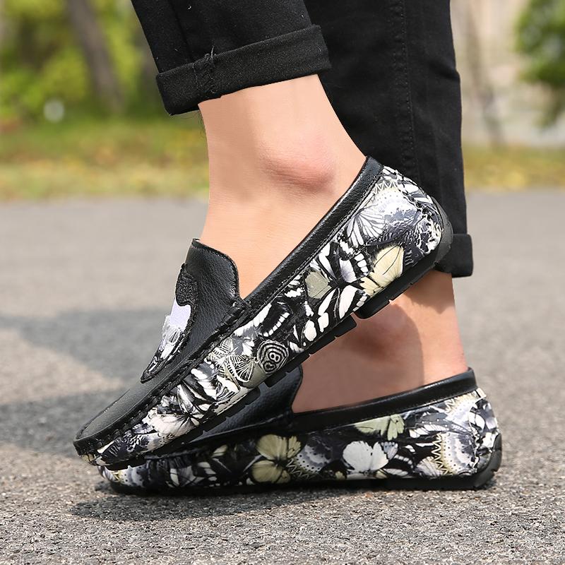 New Mens Dress Shoes Embroidery Leather Driving Fashion Designer Handmade Wedding Party Loafers Oxford Shoes for Men Big Size 45