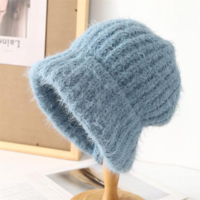 New autumn and winter solid color versatile wool hat Internet celebrity big head circumference knitted hat women's ear protection warm pile hat