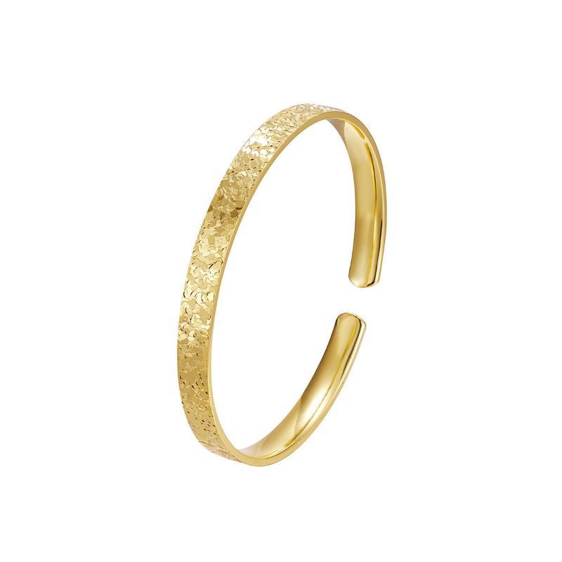 Gold Plated Bangle With Sparkling Crushed Ice Texture And Comfort Fit Design Perfect For Daily Wear Anniversary Party Gift