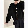 Herbst- und Winter-Damen-Cardigans Pullover O-Ausschnitt Gestrickt Locker Cardigans Uni Einfach geknöpft Damenpullover