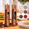 Wooden Salt and Pepper Grinder,8 Inch Manual Pepper Mill Adjustable Coarseness Refillable,Acacia Wood Pepper Shakers for Kitchen
