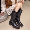 Fashion New Fashion Temperament Fashion Boots Pointed Toe Cutout Woven Women's Shoes 2025 New Boots
