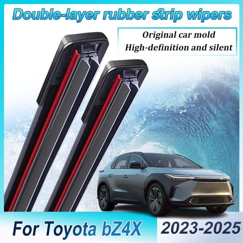 Front Wipers For Toyota bZ4X Accessories 2025 2024 Double-layer Rubber Wipers Double Clean Screen Brushes Car Accessories