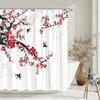 Aesthetic Floral Shower Curtain Watercolour Plum Artist Home Bathroom Decor Polyester Washable Shower Curtains Set With Hooks