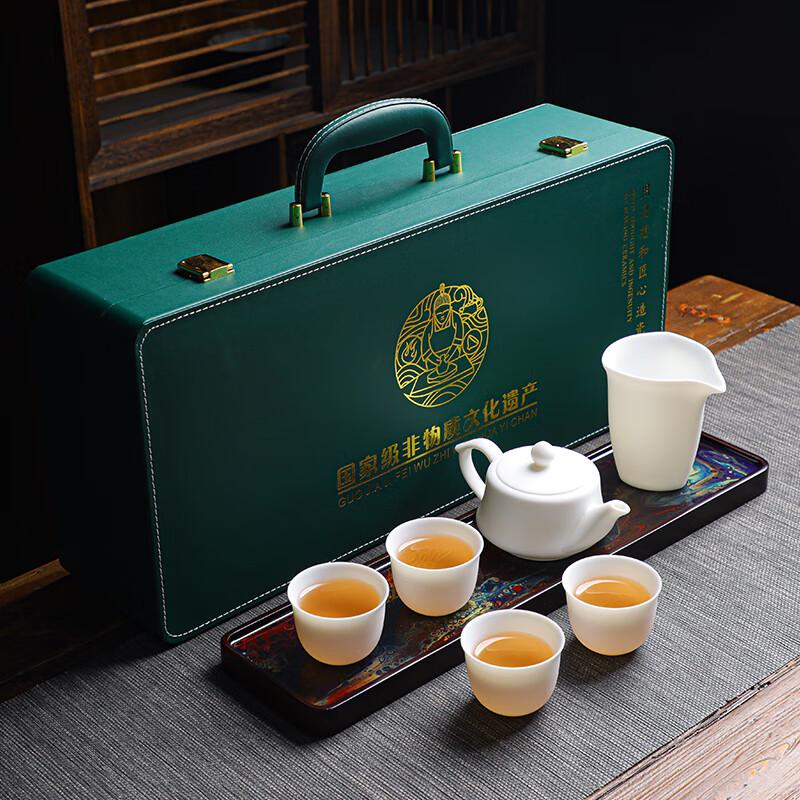 Tuopai Chinese Ceramic Tea Set with Wood Tray