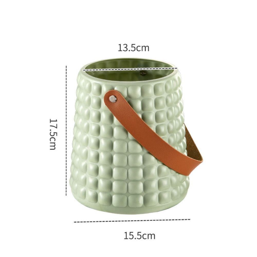 Lærhåndtak Blomstervase Mote Anti-fall Plast Blomsterarrangement Nordisk Stil Moderne Blomsterpotte Stue