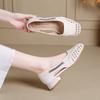 Summer New Style of Hollowed-out Shoes and Woven Sandals with Rhinestone Rough Heels