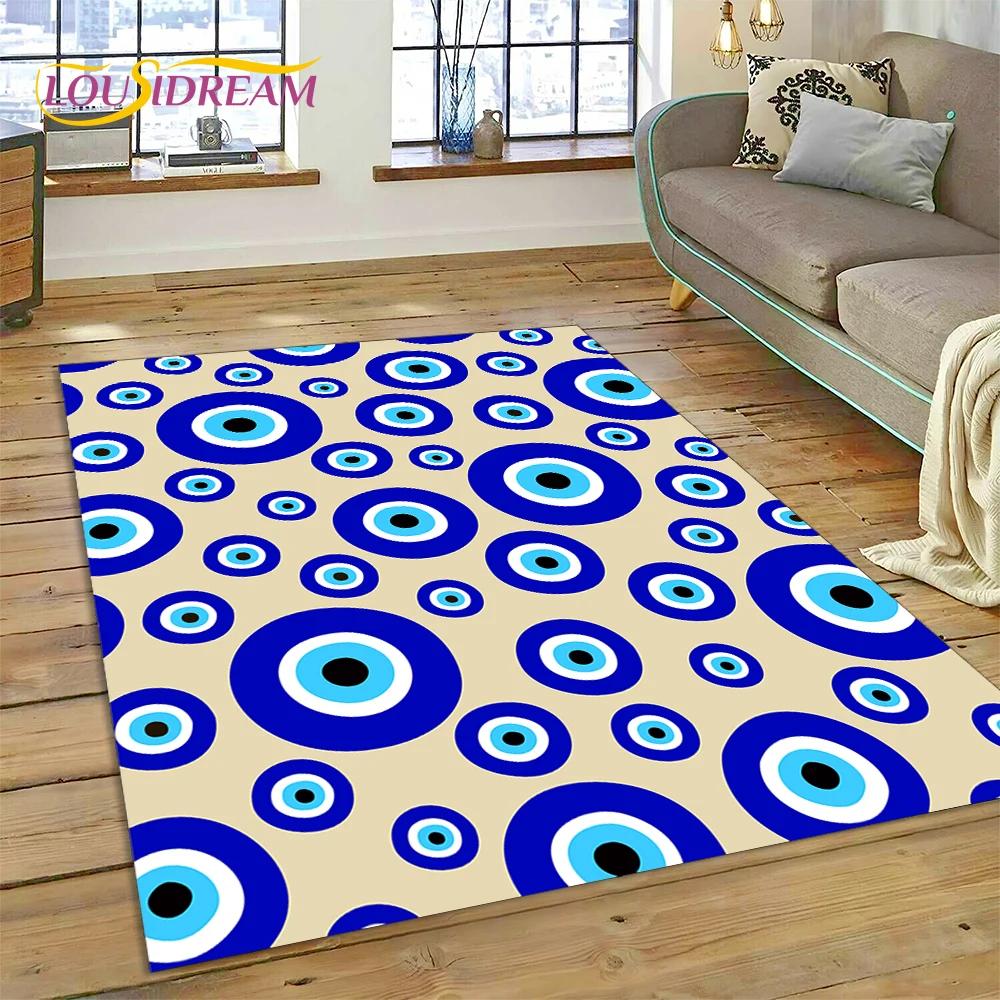Evil Eye Turkey Blue Nazar Eye of Horus Rug Carpet for Living Room Bedroom Decor,Floor Mat Non-slip Decoration for Sofa Doormat