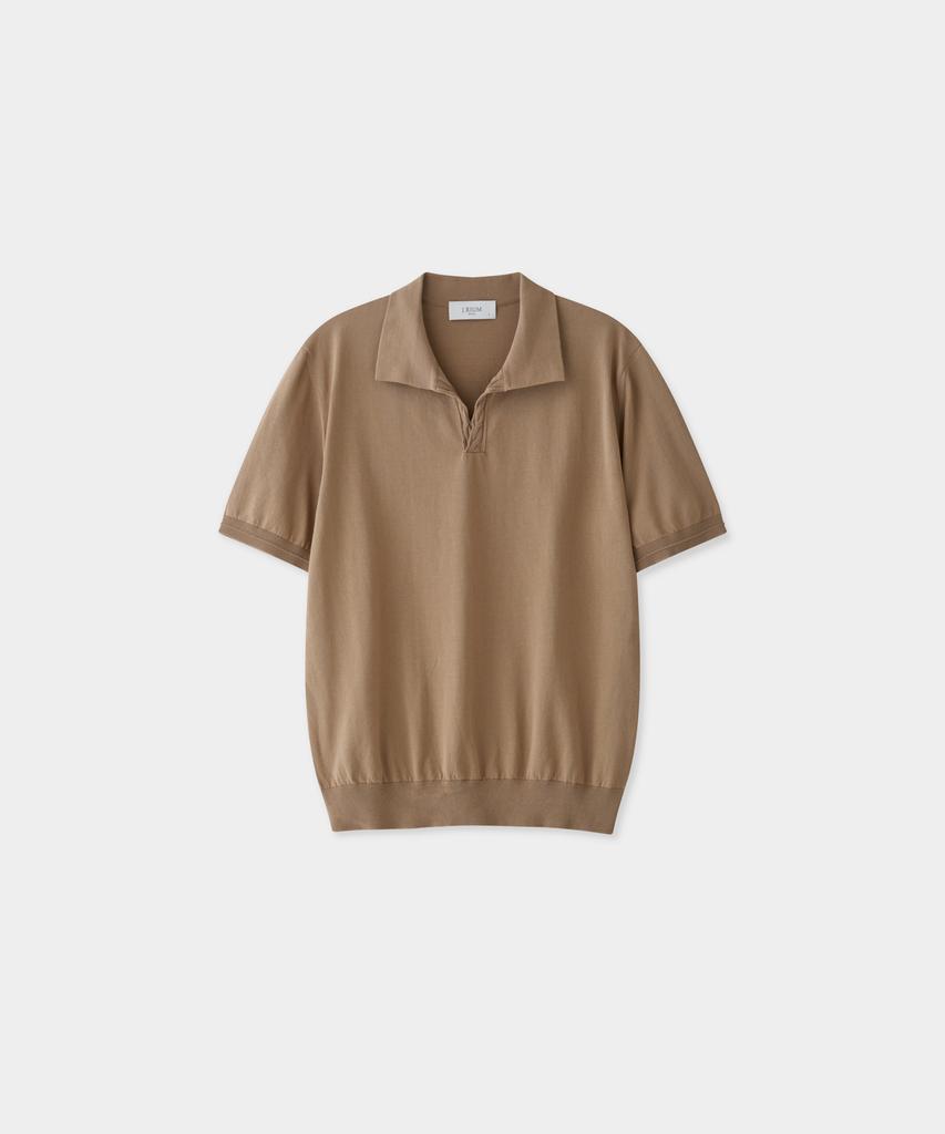 Jeilium Cotton Summer Essential Cable Polo Neck Beige (Dry Touch)