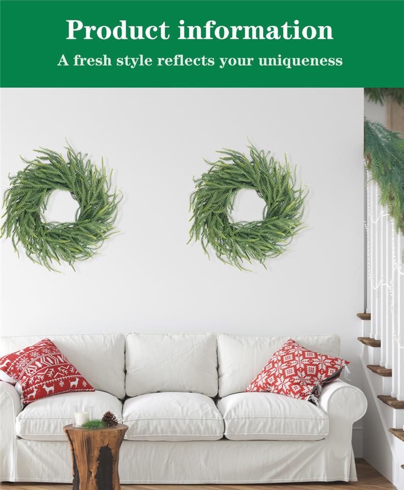 Norfolk Pine Vine Christmas Wreath - Creative Green Plant Pendant for Holiday Decoration and Gifts.