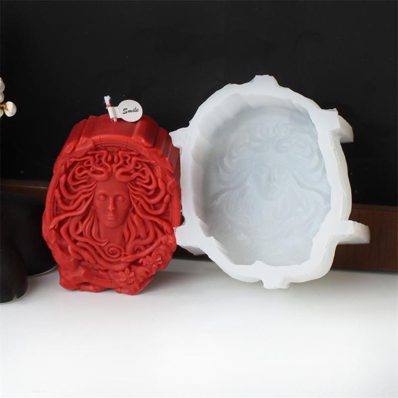 Medusa Portrait Silicone Candle Mold DIY European Snake Head Goddess Gypsum Resin Crafts Making Mold Embellish Home Gifts