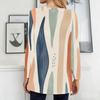 Women Plus Size Round Neck Long Sleeve Geometric Printed Loose Longline T Shirt With Pockets