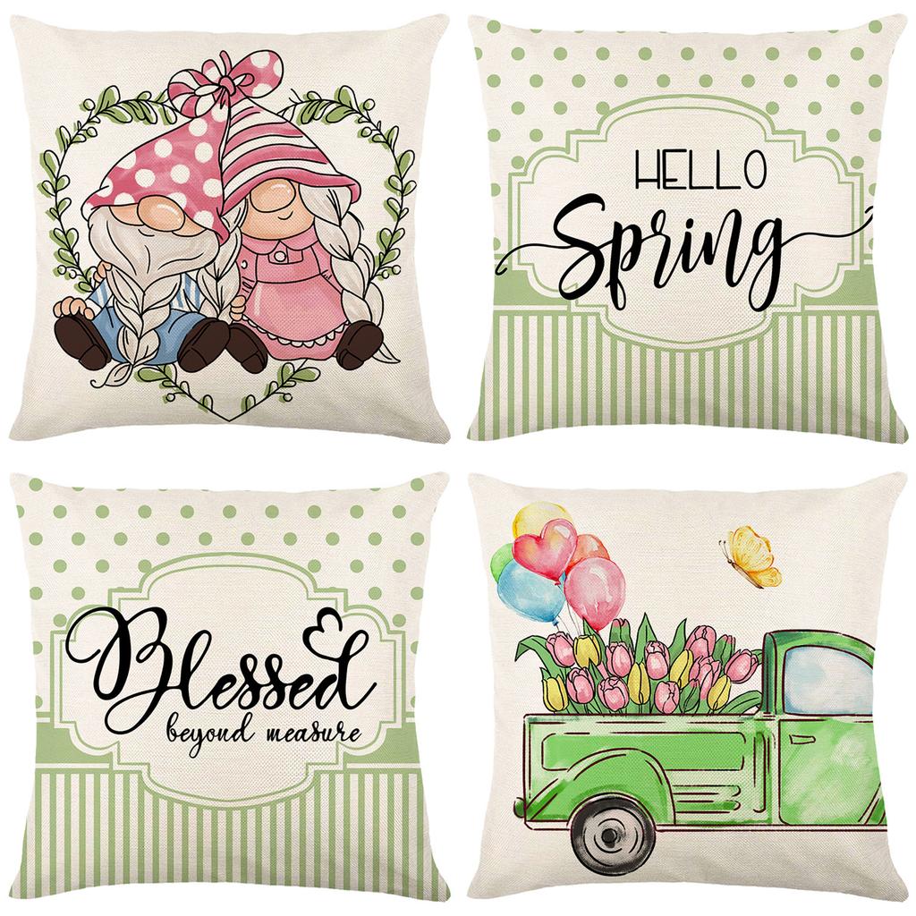 New Green Spring Pillowcase Spring Home Fabric Sofa Cushion Cover Bedroom Bedside Pillowcase