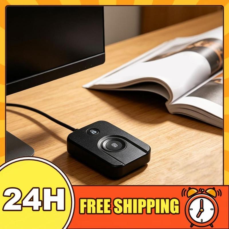 Biometric Portable USB Fingerprint Logger for Windows 10/11 Hello One-Click Lock Screen Biometric Scanner with 5ft Cable