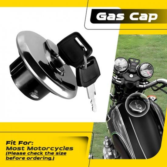 Motorcycle Universal Gas Silver Fuel Lid Cap Tank Cover With Lock Key For ATV
