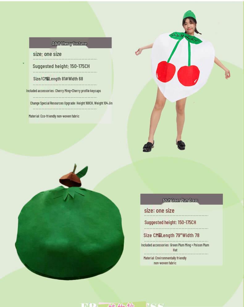 Costume ecologico fatto a mano di frutta e verdura per esibizioni diurne per adulti