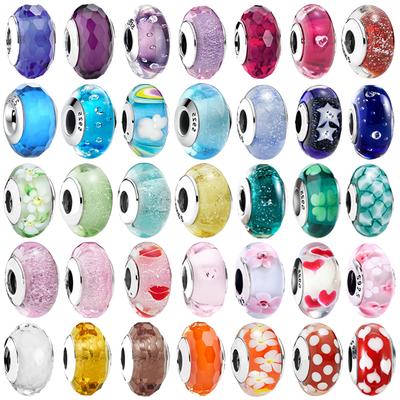 Original Murano Glass Copper Butterfly Flower Leaf Cosmic Rainbow Charm Beads For Bracelet Diy Gift Women Jewelry