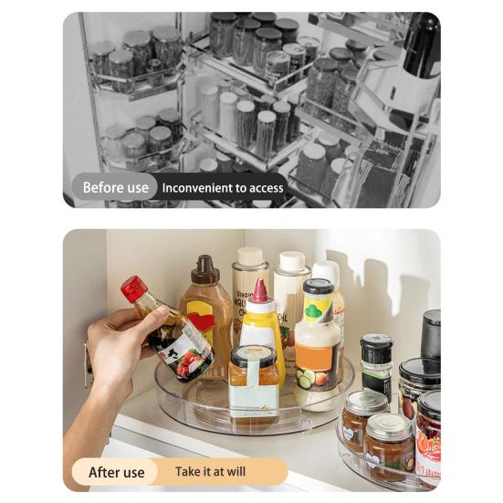 Organizér Lazy Susan Stojan na kořenky Otočný o 360 stupňů Velkokapacitní Průhledný Stolní Otočný talíř Držák na kořenky