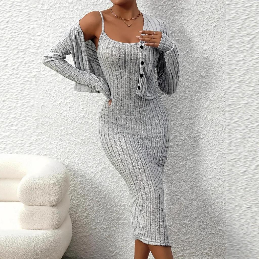 European & American Plus Size Women's Autumn/Winter Fashionable Bodycon Skirt & Coat Set