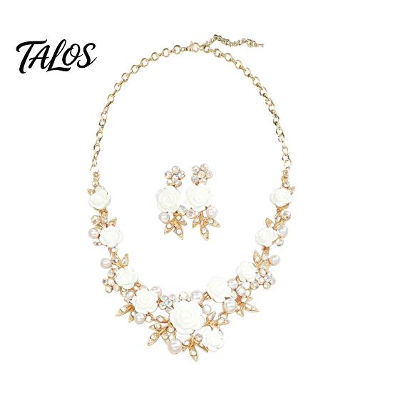 Necklace And Earrings Set 1 Camellia Choker Earrings, Faux Pearl Rhinestone Luxury Jewelry Elegant Flower for Women Daily Wear Party Date High-quality