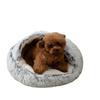 Round Plush Warm Dog Bed Mini Nest House Semi-enclosed Deep Sleep Pet Mat Cushion Blanket Sleeping Bag Puppy Kennel Accessories