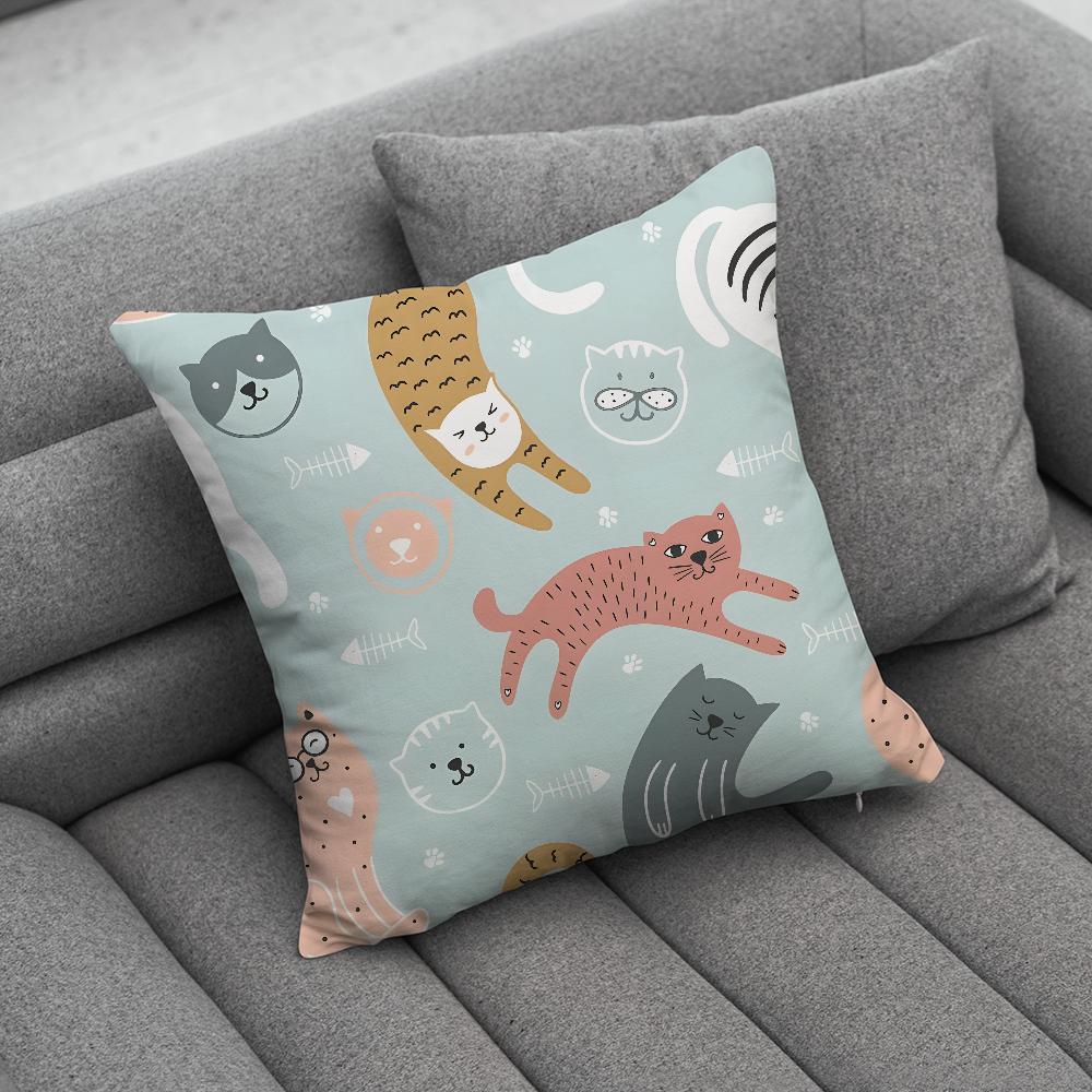 Cute Cat Print Pillow Case Soft Cushion Cases for Farmhouse Sofa Decor Home Decorations and Protector