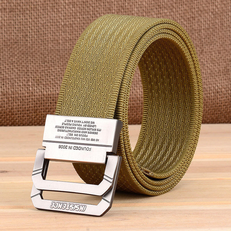 Double Ring Buckle Nylon Waistband Tactical Outdoor Sports Belt Men's Korean Weaving Canvas Nylon Pant