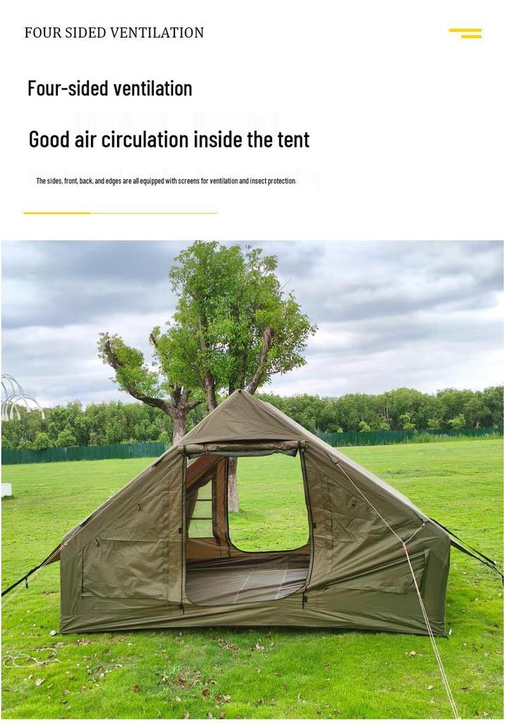 Large Skylight Double Door Inflatable Camping Tent - Windproof, Rainproof, and Thickened for Outdoor Travel.