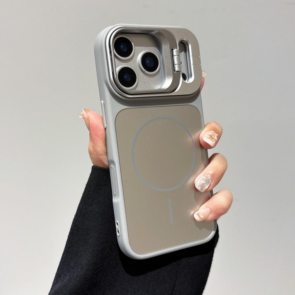 

Luxury Fold Camera AG Stand Holder for Magsafe Case For iPhone 17 16 15 14 13 12 Pro Max Plus Magnetic Color Block Matte Cover iPhone17