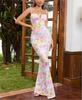 European and American sexy women's clothing new floral slim-fit dress sleeveless suspender long dress hip skirt