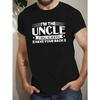 Uncle Will Always Have Your Back Men's T-Shirt, Casual Crew Neck, Knit Fabric with Slight Stretch, Geometric Pattern, Regular Fit, for Summer Tee