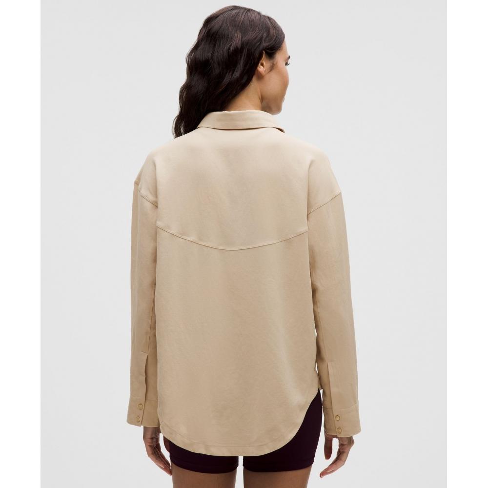 Lululemon Long Button Front Shirt Mojave Tan