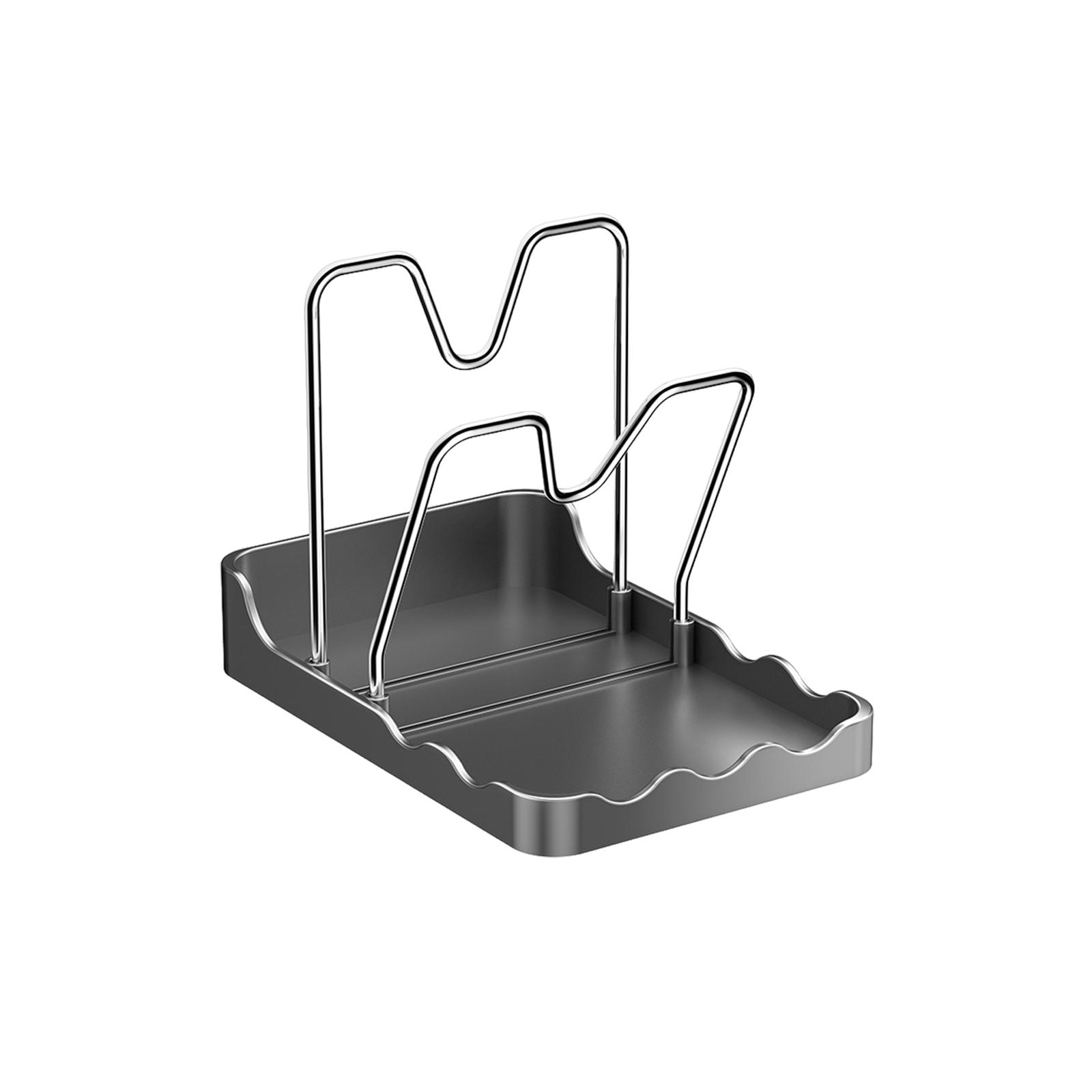 Kitchen Pot Lid Storage Rack Removable Drip Tray Stainless Steel Multifunctional Pot Lid Organizer for Kitchen Countertop серый 1840₽