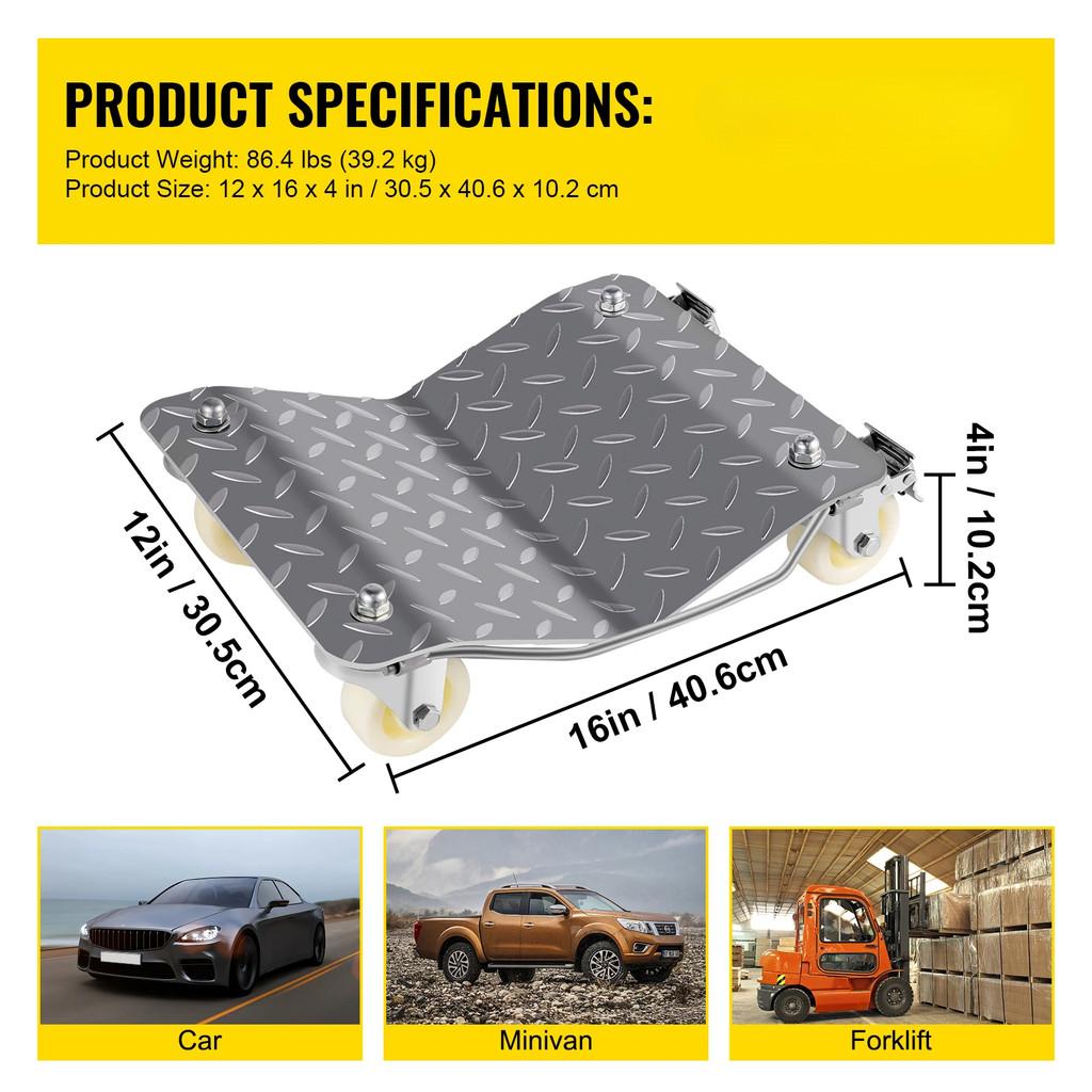 2 Pcs Car Tire Wheel Trolley Dollies 1100 Lbs Weight Capacity Parking Assistant Vehicle Moving Tire Skateboard