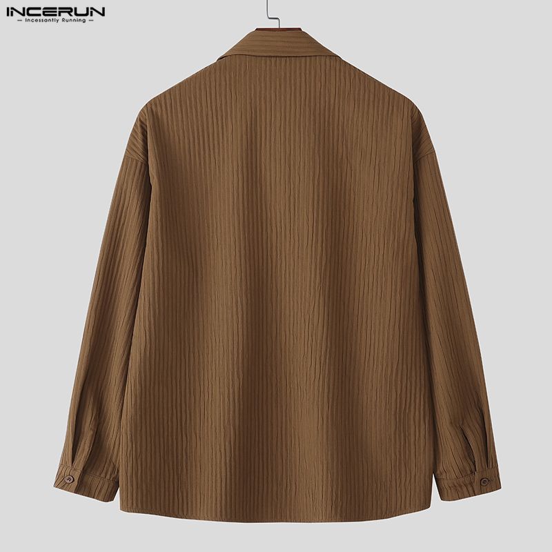 INCERUN Men Long Sleeve Bandage Eyelet Decorative Texture Casual Loose Pullover Tops