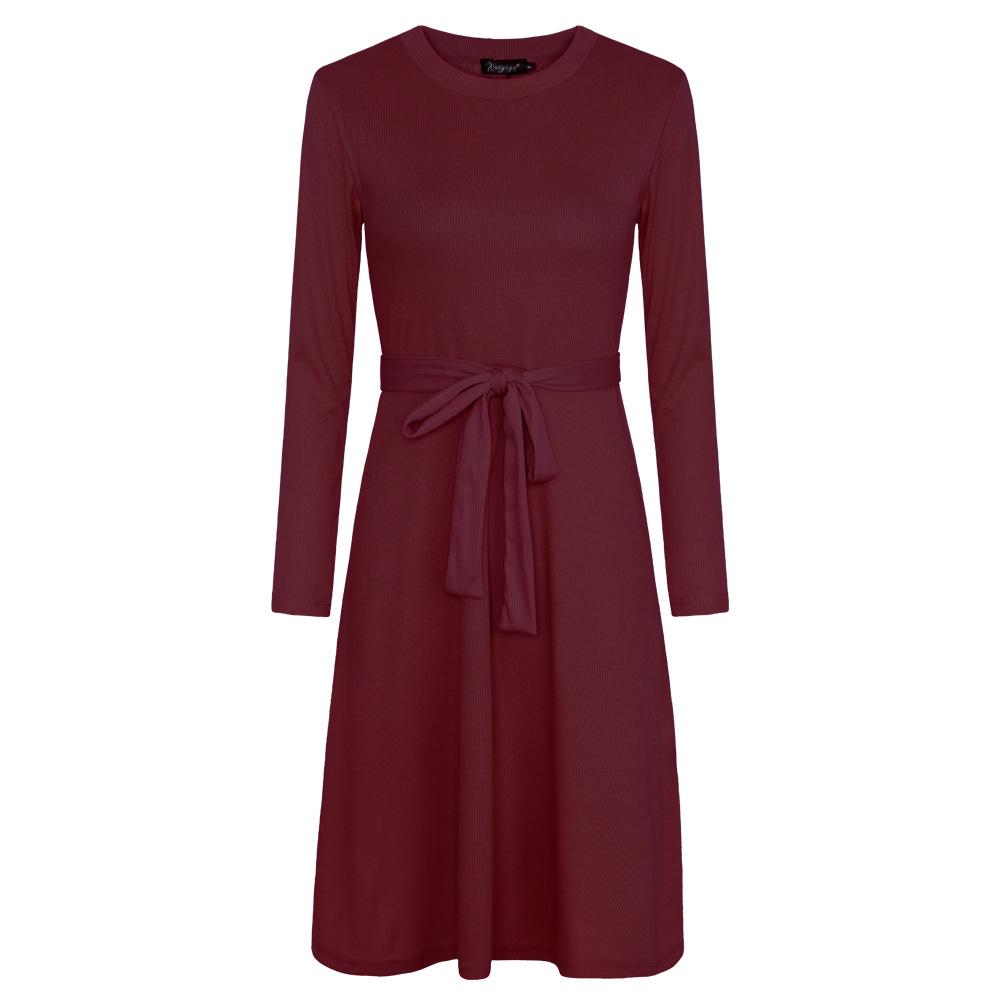 Women's Dress Autumn and Winter Fashion Slim Straps Long-sleeved Dress