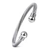 European Style 10MM Adjustable Stainless Steel Beaded Cable Wire Bracelet for Women