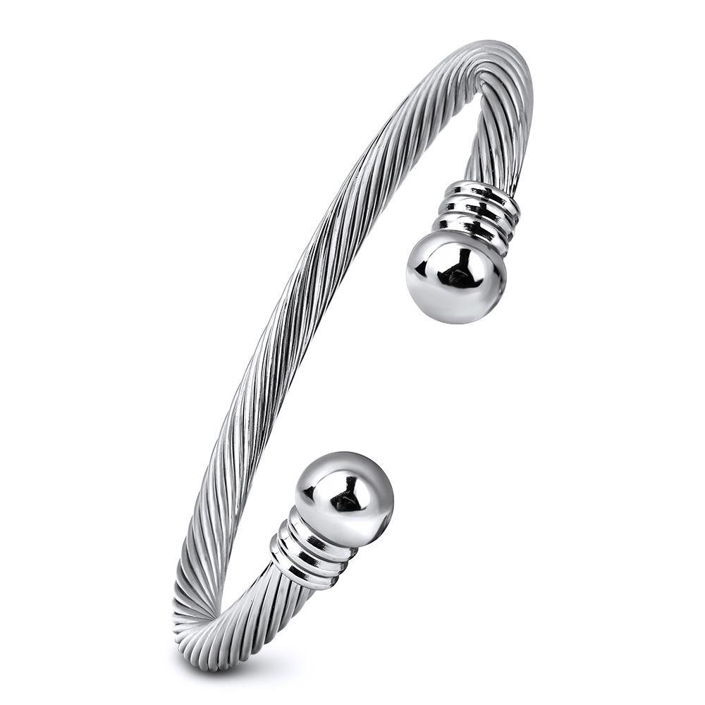 European Style 10MM Adjustable Stainless Steel Beaded Cable Wire Bracelet for Women