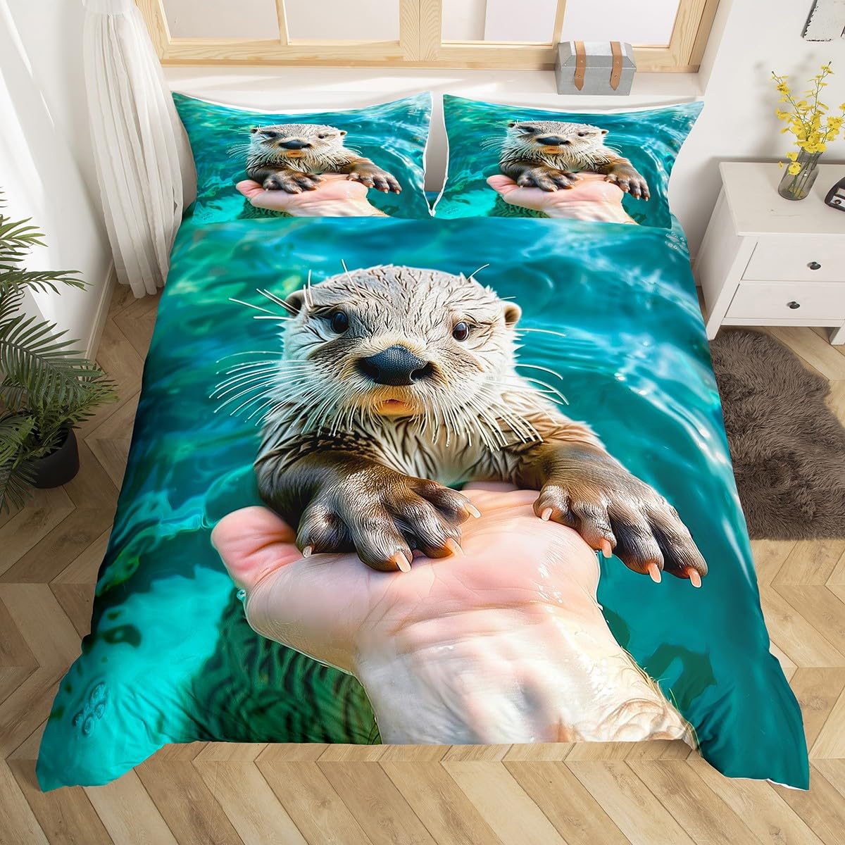 

Comforter Sea Otters For Kids Boys Girls Lightweight S Bedroom Decor Ocean Sea Life Themed Bedding Set No Quilt Comforter (quilt)-EU Single(135*200cm)3pcs