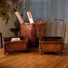 Chinese Style Distressed Lacquer Bamboo Storage Box