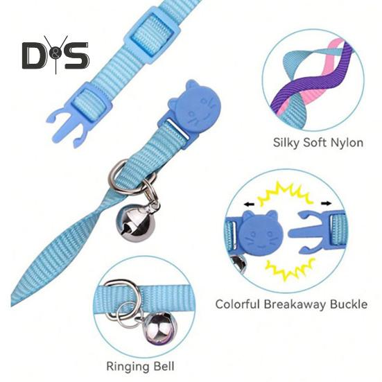 Guler pentru pisici cu clopot Guler moale de siguranță pentru pisici cu cataramă cu eliberare rapidă Guler din nailon reglabil pentru pisici cățeluș