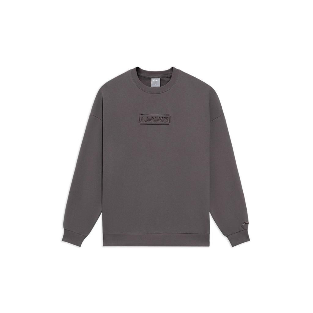 Li Ning Plain Long Sleeve Round Neck Casual Pullover Sweatshirt Unisex sweatshirt Tawny AWDRB76-10
