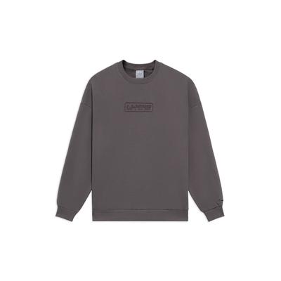 Li Ning Plain Long Sleeve Round Neck Casual Pullover Sweatshirt Unisex Sweatshirt Tawny AWDRB76-10