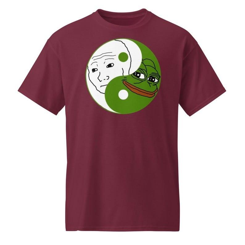 Funny Pepe The Frog and Wojak Yin Yang Meme Print T-shirt Summer Fashion Casual Comfortable Soft Cotton Unisex Tees Streetwear