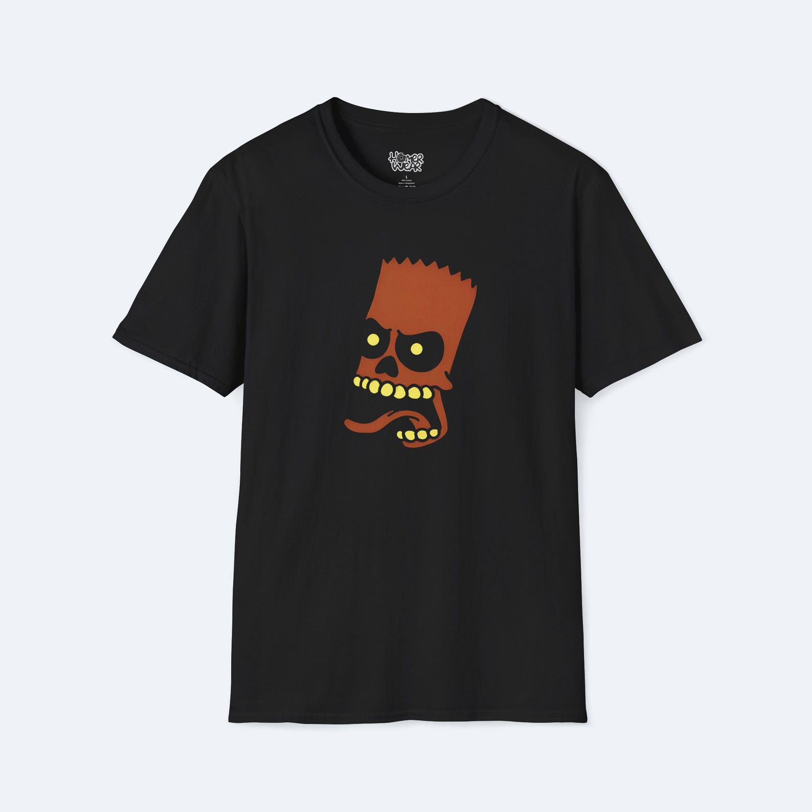 Bart Simpson Skull Graphic Tee, Halloween Unisex Shirt, Creepy Cartoon T-Shirt, Alternative Punk Top, Cool Streetwear Apparel 3XL